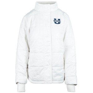 Women's u-state quilted puff white jacket